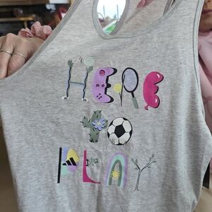 adidas Gray Kids Tank Top with Colorful Playful Design